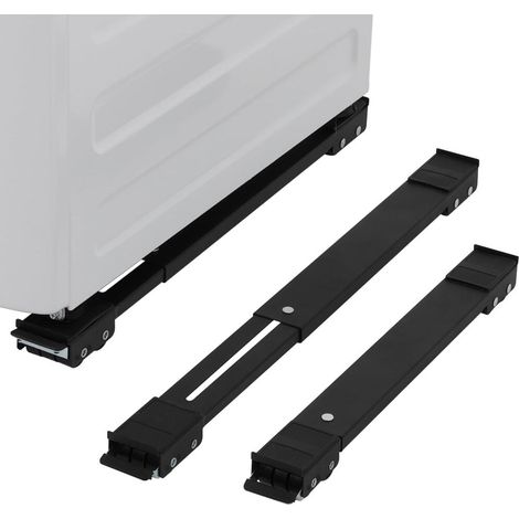 Roulettes robustes pour appareils électroménagers, support extensible pour machine à laver, roulettes pour meubles, noires, 2 pièces. (1/5)