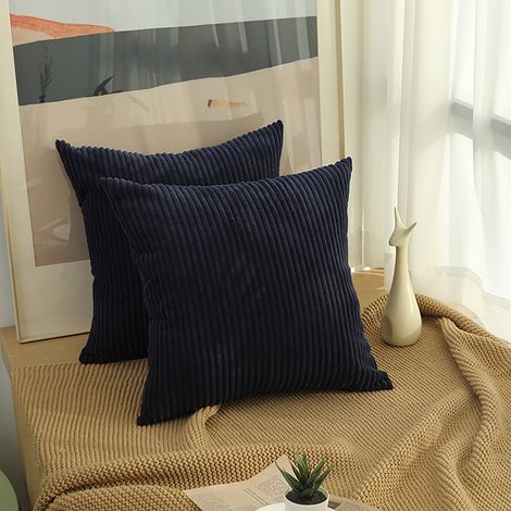 Housse De Coussin Rectangulaire - Velours Côtelé Rayé - 35 x 50 cm - Pour Canapé Ou Lit - Lot De 2