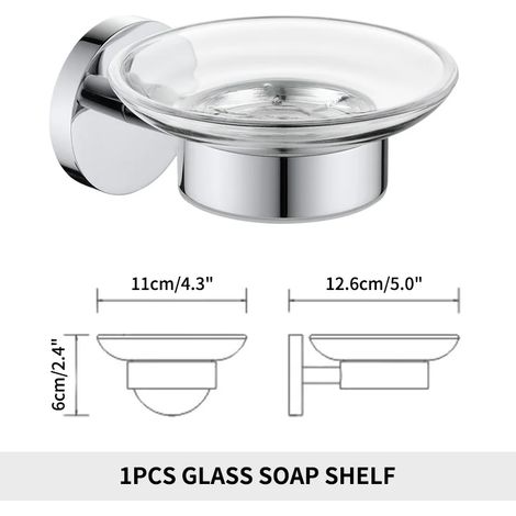 Porte-savon mural chromé A1, avec porte-savon en métal doré, idéal pour la cuisine et la salle de bain. Ce distributeur de savon mural est orné d'un porte-savon en verre et d'un support en métal doré. (1/5)