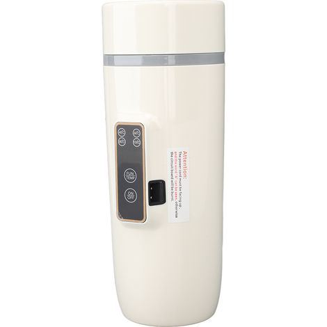 Bouilloire électrique de voyage 350 ml avec affichage numérique, antidérapante, étanche, portable, idéale pour les activités de plein air (12 V, 80 W, blanche).