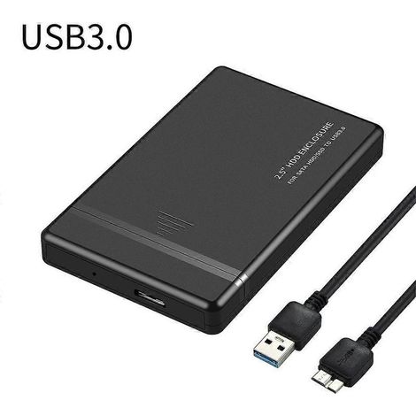 1 boîtier disque dur externe, USB 3.0 Type-C, compatible SATA, pour HDD/SSD 2,5 pouces, ultra-mince, noir (1/4)