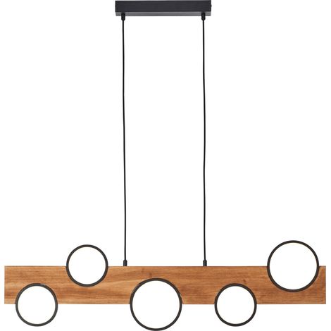 Brilliant Lampe Cheesy LED Pendelleuchte 100cm matt schwarz/holz Metall/Glas braun 34 W LED integriert