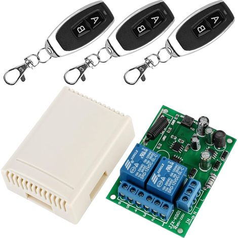Wireless Remote Control FR 433 MHZ 2 Channels: AC 220V 230V 240V Wireless Relay Receiver with 3 Radio Control Transmitter Module RF Relay Switch Transmitter for Garage Door (1/5)