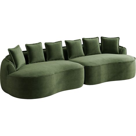 ELVMI Sofá Modular 4 Plazas en Chenilla con Cojines, Asiento Profundo, Sin Montaje, Verde 320 x 114 x 67 cm (1/5)