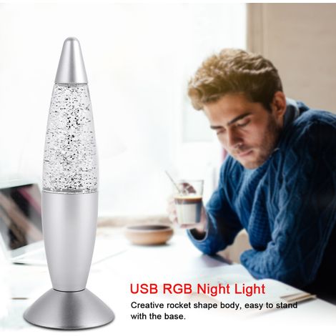 Veilleuse décorative fusée lumineuse LED à paillettes multicolores, USB RGB (1/5)