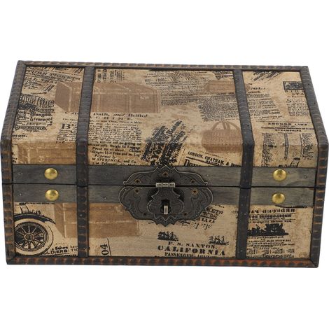 Boîte à bijoux vintage, boîte de rangement à bijoux de bureau verrouillable, boîte en bois, accessoire de photographie pour coffre au trésor (1/5)