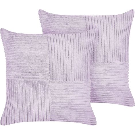 Coussins Décoratifs Violet en Velours Côtelé 43 x 43 cm Glamour Ensemble de 2 Millet