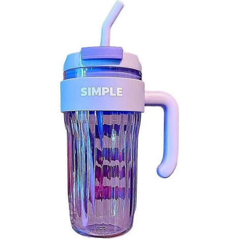 Tasse en plastique simple et pratique de grande capacité pour bureau de fille, violette --- (1/5)