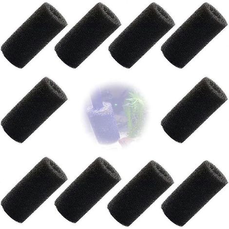 Lot de 10 éponges de préfiltration pour aquarium, 60 x 10 mm, éponges de filtration biochimiques pour crevettes, petits poissons et petits animaux, noires (1/5)