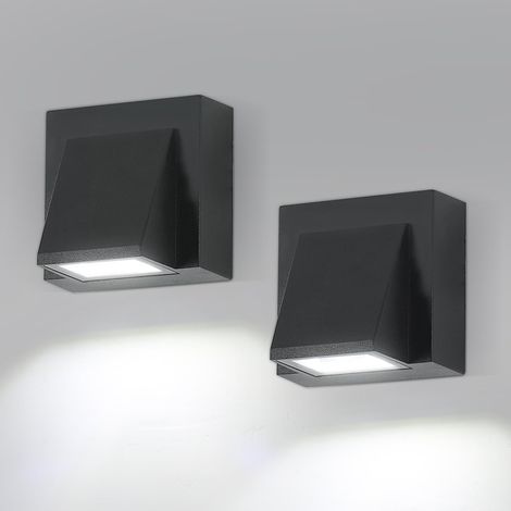 Outdoor Wall Lights, 2 Pack, IP65 Waterproof LED Wall Lamp, 5W White Light, 6500K, Square Aluminum Outdoor Wall Light for Garden, Porch, Garage, Patio (1/5)