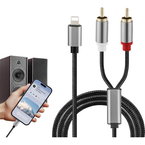 RCA Cable Jack, 1M Cable Auxiliaire Voiture, Cable Auxiliaire, Cable Vers RCA Audio, Cable Aux, Cable Vers Rca (1/5)