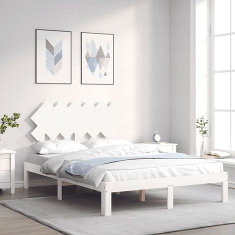 Estructura cama de matrimonio con cabecero madera maciza (1/5)
