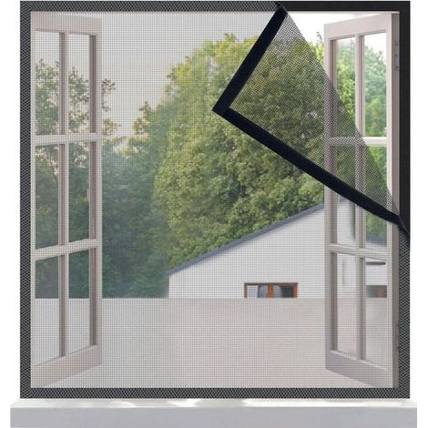 Moustiquaire de fenêtre autocollante 110 x 110 cm, matériau nano avec bande Velcro, moustiquaire universelle anti-insectes pour ventilation, noir (1/5)