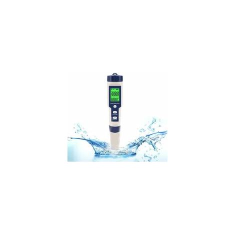 Testeur électronique de PH-mètre, 5 en 1 PH Testeur Thermomètre de poche Qualité de l'eau PH EC Sel TDS pour la maison, la piscine, l'eau d'aquarium (1/5)