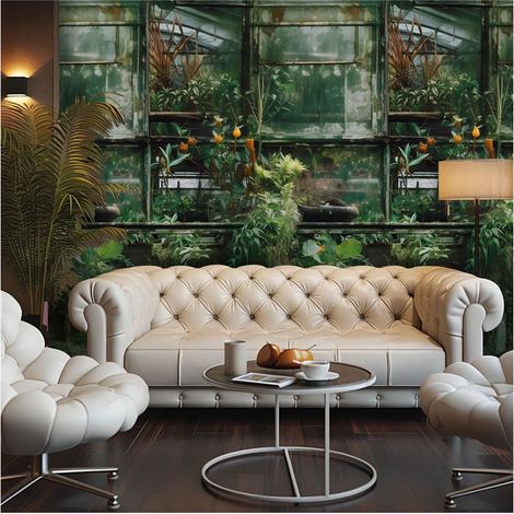 Photo wallpaper wall Profhome 790166 hot embossed non-woven wallpaper slightly textured with floral ornaments matt green brown orange yellow grey 1,59 m x 2,8 m (1/5)