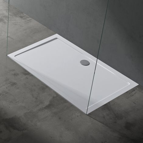 doporro Bac à Douche Antiglisse Receveur de Douche Rectangulaire Blanc Acrylique Faro2 90x140x4cm + Bonde AL02 (1/5)