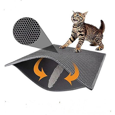 Katzenstreumatte, faltbare, doppellagige, wasserdichte Wabenmatte zum Füttern und leicht zu reinigen (1/3)