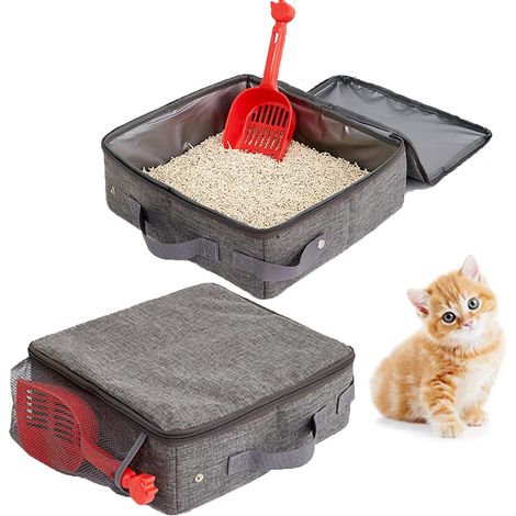 Boîte à litière pour chat pliable, boîte à litière pour chat de voyage portable, polyvalent et pratique (1/5)