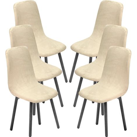 Housses de chaise de salle à manger extensibles style Mid Century, lot de 6, beige (1/5)