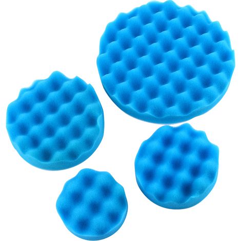Ensemble de 4 éponges de polissage et de lustrage pour voiture de 18 cm (une jaune, une bleue, une noire et une orange) avec description (1/4)