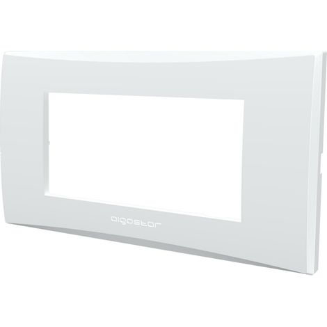 Placca 4 moduli 504 in plastica bianca compatibile anche con Vimar Plana