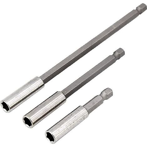 Rallonge magnétique pour foret hexagonal 1/4" (6,35 mm) - 3 pièces - Compatible avec outils électriques - 60/100/150 mm (1/5)