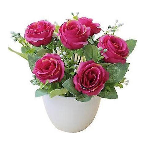 Plante artificielle en pot, bonsaï, belle rose artificielle en plastique, décoration pour salonrouge vin (1/5)