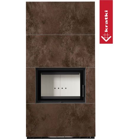 Kratki Kaminbausatz FLOKI BOX 8 kW Ø 160 Quarzsinter OXIDE MORO mit Türfeder Kamin (1/5)