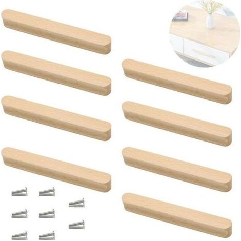 8 Pcs Poignée de Meuble en Bois - Boutons de Portes pour Placards, Armoires, Tiroirs, Salles de Bain, Bureaux, Cuisines, Meubles (1/5)