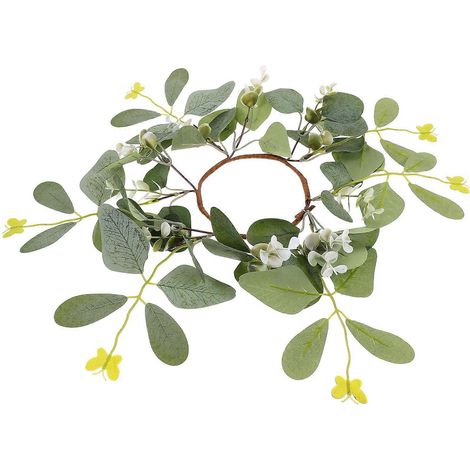 Couronne de bougies artificielles vert olive, 3 pièces, style rustique, pour décoration de table (1/5)