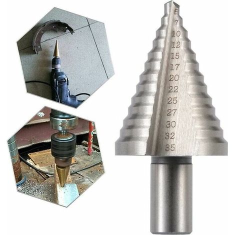High-speed steel stepped, titanium triangular round handle conical drill bits [13 steps: 535 mm] (1/5)