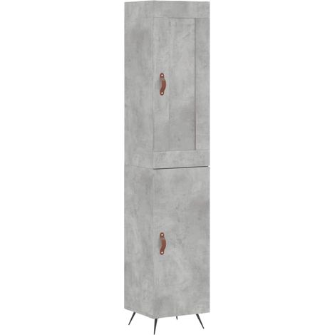 Buffet bahut commode armoire meuble de rangement organisateur cuisine salle de séjour salon haut 34,5 x 34 x 180 cm bois d'ingénierie gris