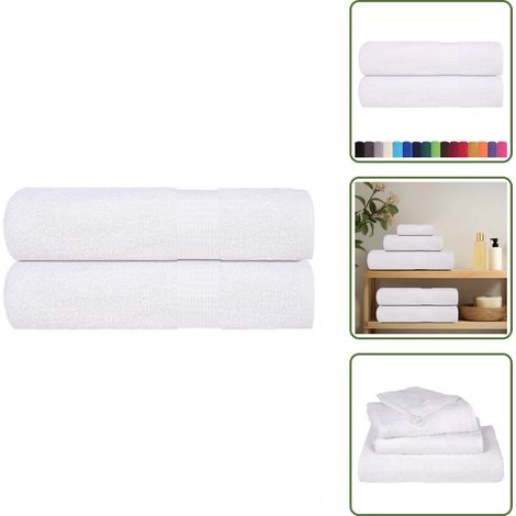 vidaXL Duschtücher 2 Stk. Weiß 70x140 cm 360 g/m² 100% Baumwolle (1/5)