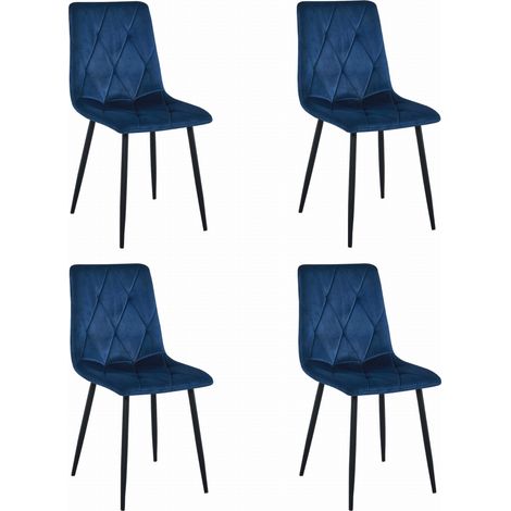 Sedia Libra - velluto blu navy / gambe nere x 4 (1/5)