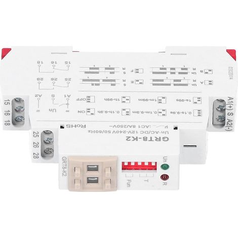 Relais temporisé AC/DC 12V-240V 50/60HZ, 2 ouvertures, 2 fermetures, 4 modes de temporisation, plage de temporisation de 0,1 s à 99 h, GRT8-K2 (1/2)