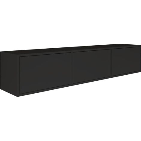 Selsey FRAMME – mueble TV suspendido con tres puertas – negro – 150 cm
