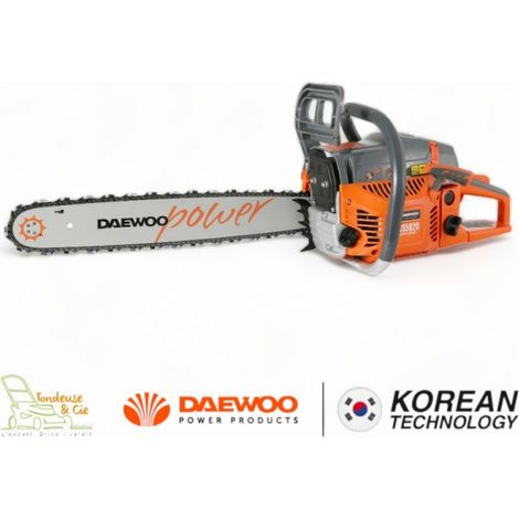 Daewoo – Tronçonneuse thermique 54,6cc 2,3CV – Guide 50 cm pour bois dur – Moteur 2 temps – Anti-vibration pour confort d'utilisation