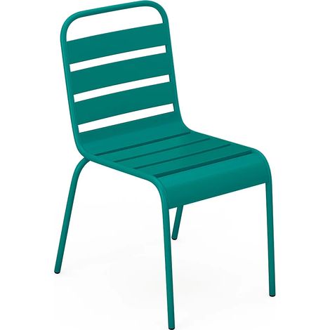 Sedia da giardino impilabili in Metallo Verde Petrolio - MIRMANDE di MYLIA (1/5)