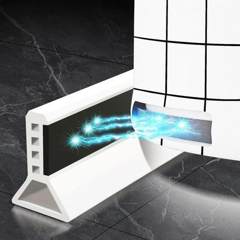 Barrière de douche pliable et système de rétention pour barrage d\'eau et maintient l\'eau à l\'intérieur du seuil (1 M, Style magnétique-Blanc) (1/5)
