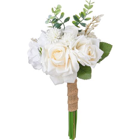 Bouquets de demoiselles d'honneur haut de gamme avec roses champagne et fleurs artificielles, ensembles de bouquets de mariée assortis. (1/2)