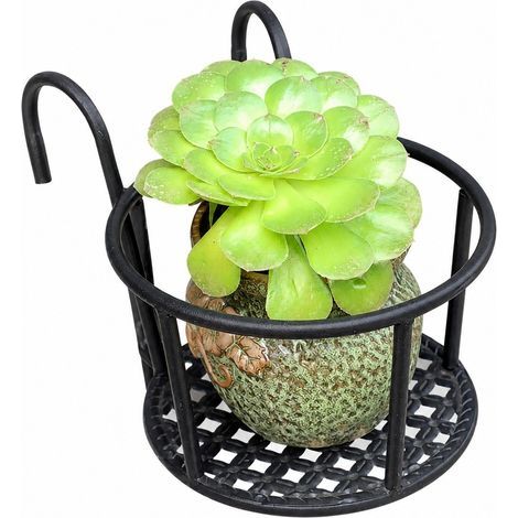 Panier suspendu mural pour pot de fleurs, en métal, tube rond, noir, 18,5 cm / 7,3 pouces