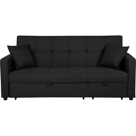 Sofa Bed 3 Seater GLOMMA Fabric Black (1/5)
