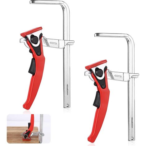 Set di 2 morsetti da tavolo in acciaio con maniglia a leva - Capacità: 160 mm - Profondità: 60 mm - Per levigatura e taglio (1/5)