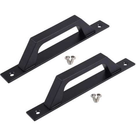 Lot de 2 poignées de porte de grange noires très résistantes avec ouverture de 173 mm pour portails coulissants, abris de jardin et armoires de garage – Alliage d'aluminium résistant à la (1/5)
