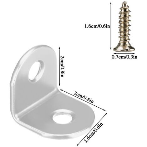 SABIR Lot de 20 supports d'angle noirs, support d'angle en L, petit support rectangulaire à maillons métalliques, support d'angle à 90 degrés avec vis pour bois, étagères, meubles – 20 x 20 x 16, arge