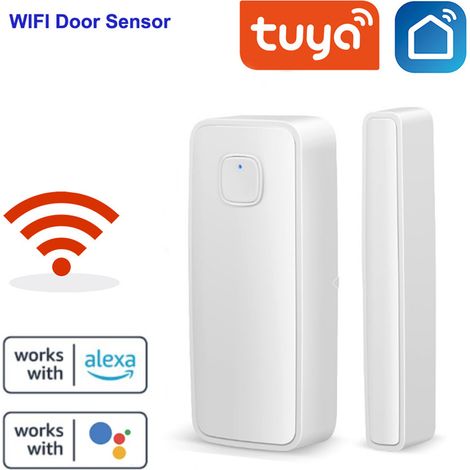[Equipamiento para el hogar inteligente] – Sensor de puerta inteligente, Wi-Fi, material ABS, blanco, compatible con Alexa Home y la aplicación Tuya. (1/4)