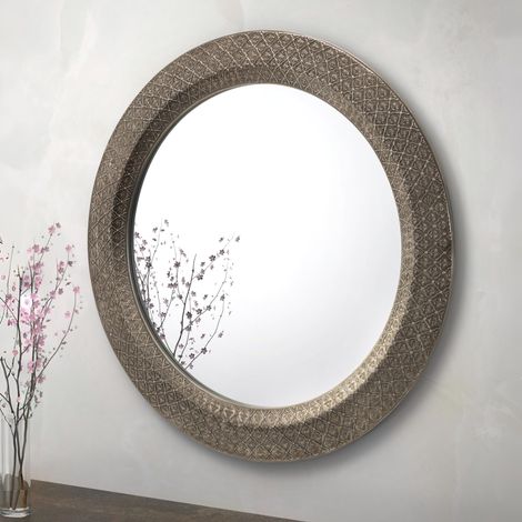 Miroir Mural Rond Cadence, étain, Grand Format (1/4)