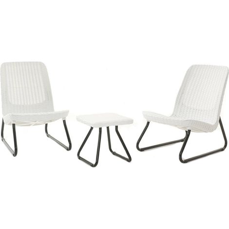 Dmora - Loungeset für draußen Cambiano, Outdoor-Lounge mit Couchtisch, Terrassenset mit Kissen, Gartenkomposition mit Sofa und Sesseln, 78x54 h79 cm, Weiß (1/5)