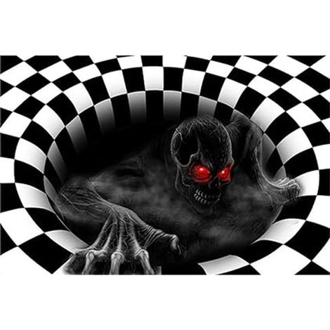 Paillasson Halloween tête de mort 3D 60 x 40 cm, tapis de sol décoratif à motif horreur et clown, pour entrée, salon ou chambre (1/5)