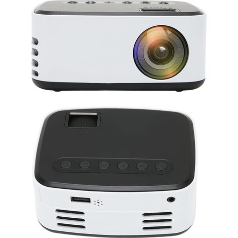 Mini projecteur noir et blanc HD 1080p portable pour home cinéma en extérieur, compatible avec smartphones, tablettes, ordinateurs portables, clés TV et prises UE 100-240 V.